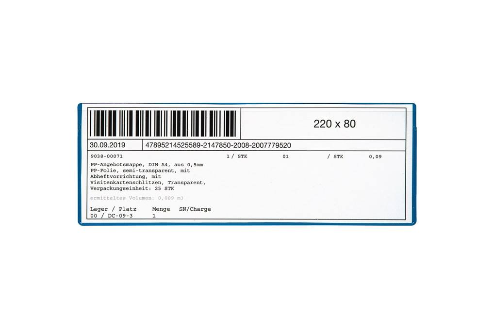 Etikettentasche B220xH80mm magn.10St. Pack EICHNER Etikettentasche B220xH80mm magn.10St. Pack EICHNER