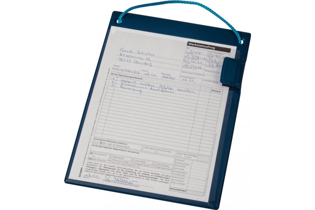 Auftragstasche m.Klettverschluss,Kordel u.Tasche DIN A4 blau VE 10 St.EICHNER