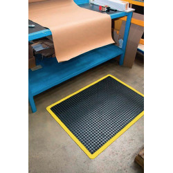 Arbeitsplatzbodenbelag Fertigmatte L900xB600xS14mm schwarz gelb SBR Gummi COBA Arbeitsplatzbodenbelag Fertigmatte L900xB600xS14mm schwarz gelb SBR Gummi COBA