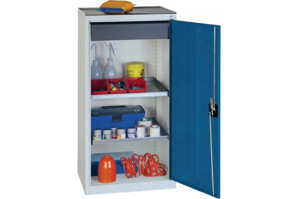 Werkzeug Beistellschrank H1000xB500xT500mm 1Schubl.,2Bd.lichtgrau enzianblau Werkzeug Beistellschrank H1000xB500xT500mm 1Schubl.,2Bd.lichtgrau enzianblau