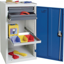 Werkzeug Beistellschrank H1000xB500xT500mm 2Schubl.,1Bd.lichtgrau enzianblau Werkzeug Beistellschrank H1000xB500xT500mm 2Schubl.,1Bd.lichtgrau enzianblau