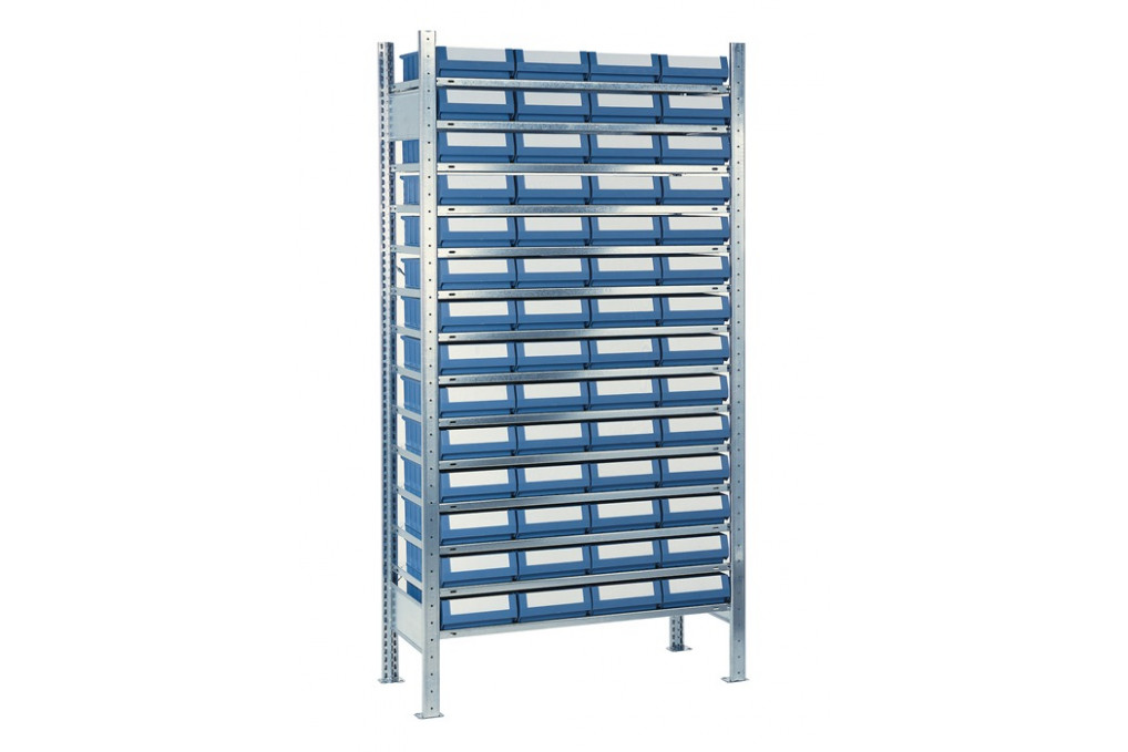 Steckregal H2000xB1000xT300mm Anbauregal 14 Stahlböden 56 x 2 Steckregal H2000xB1000xT300mm Anbauregal 14 Stahlböden 56 x 2