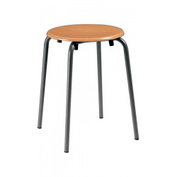 Stapelhocker Sitzhöhe 500mm Sitz D.300mm Rdrohr anthrazit Buche natur lack.BIMOS