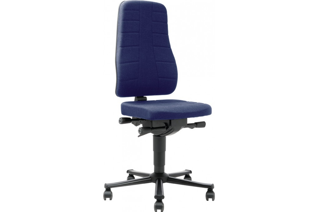 Arbeitsdrehstuhl All In One Highline Rollen Stoffpolster blau 450 600mm BIMOS Arbeitsdrehstuhl All In One Highline Rollen Stoffpolster blau 450 600mm BIMOS
