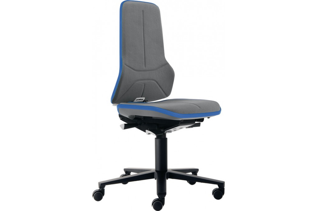 Arbeitsdrehstuhl Neon Rollen Supertec Gewebe grau blau 450 620mm BIMOS