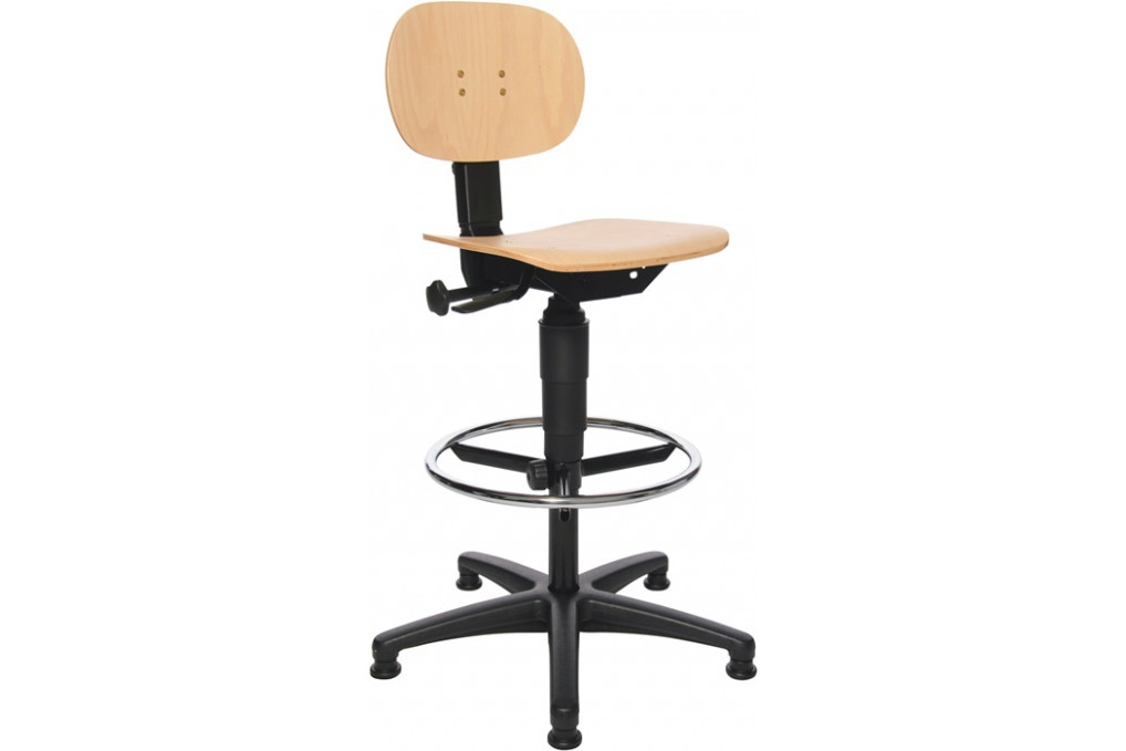 Arbeitsdrehstuhl Tec 11 Bodengleiter Fußring Buche 590 840mm TOPSTAR