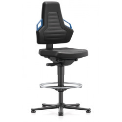 Arbeitsdrehstuhl Nexxit Bodengleiter Fußring Grifffarbe blau Integralschaum Arbeitsdrehstuhl Nexxit Bodengleiter Fußring Grifffarbe blau Integralschaum