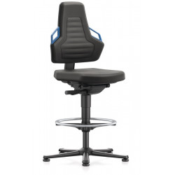 Arbeitsdrehstuhl Nexxit Bodengleiter Fußring Grifffarbe blau Supertec Gewebe Arbeitsdrehstuhl Nexxit Bodengleiter Fußring Grifffarbe blau Supertec Gewebe