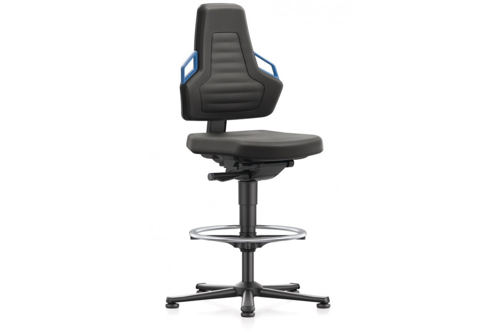 Arbeitsdrehstuhl Nexxit Bodengleiter Fußring Grifffarbe blau Supertec Gewebe Arbeitsdrehstuhl Nexxit Bodengleiter Fußring Grifffarbe blau Supertec Gewebe