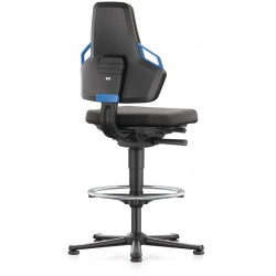 Arbeitsdrehstuhl Nexxit Bodengleiter Fußring Grifffarbe blau Supertec Gewebe Arbeitsdrehstuhl Nexxit Bodengleiter Fußring Grifffarbe blau Supertec Gewebe