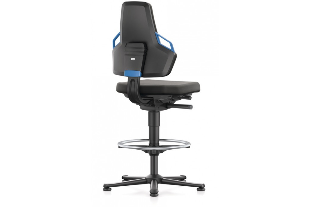 Arbeitsdrehstuhl Nexxit Bodengleiter Fußring Grifffarbe blau Supertec Gewebe Arbeitsdrehstuhl Nexxit Bodengleiter Fußring Grifffarbe blau Supertec Gewebe