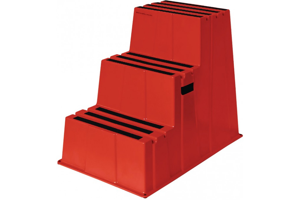 Schwerlasttritt Stufen 3 Plattform H.730mm Ku.rot Schwerlasttritt Stufen 3 Plattform H.730mm Ku.rot