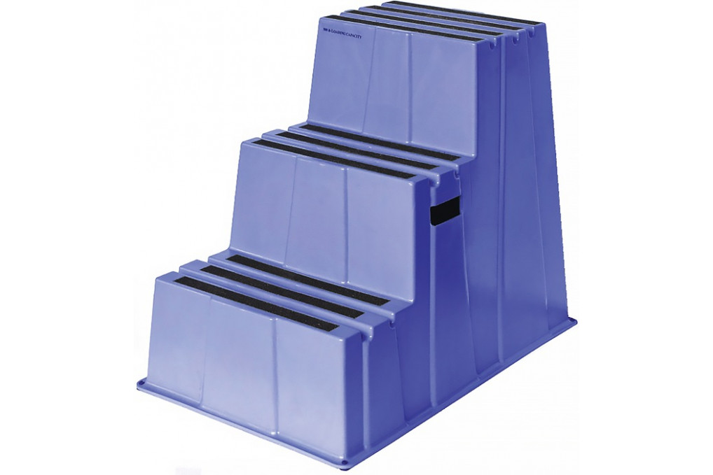 Schwerlasttritt Stufen 3 Plattform H.730mm Ku.blau Schwerlasttritt Stufen 3 Plattform H.730mm Ku.blau