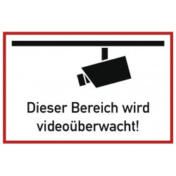 Hinweiszeichen Videoüberwacht L300xB200mm weiß schwarz Ku.