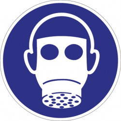 Schild Atemschutz benutzen D.200mm Ku. blau weiß ASR A1.3 DIN EN ISO 7010
