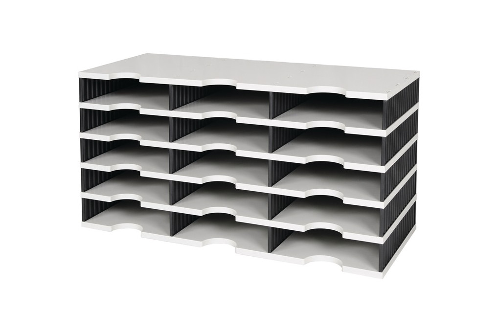Sortierablage Trio 15 Fächer H363xB723xT331mm Polystyrol grau schwarz STYRO Sortierablage Trio 15 Fächer H363xB723xT331mm Polystyrol grau schwarz STYRO