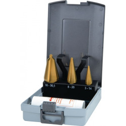 Blechschälbohrersatz 3 14 5 20 16 30,5mm HSS TiN 4tlg.ABS Ku. Kass.RUKO