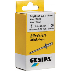 Blindniet PolyGrip® Nietschaft dxl 3,2x11,0mm Stahl Stahl 100 St.GESIPA Blindniet PolyGrip® Nietschaft dxl 3,2x11,0mm Stahl Stahl 100 St.GESIPA