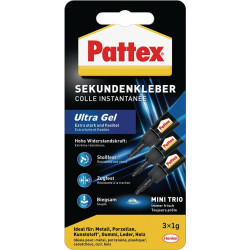 Sekundenkleber Ultra Gel MINI TRIO 3x1g transp.Tube PATTEX