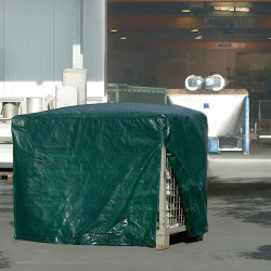 Gitterboxabdeckhaube B.850xL.1250mm grün G.3,8kg m.Reißverschluss