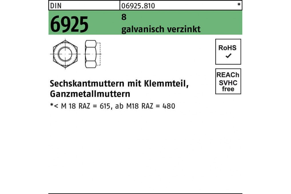 Sechskantmutter DIN 6925 m. Sechskantmutter DIN 6925 m.