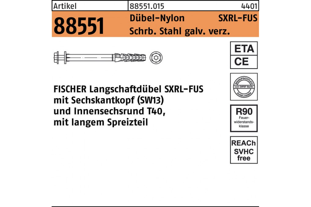 Langschaftdübel SXRL 10x80 FUS Langschaftdübel SXRL 10x80 FUS