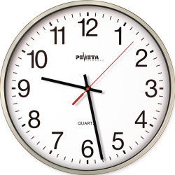 Wanduhr Quarzuhr Ku.silber D.250mm 1,5V arabische Zahlen PEWETA Wanduhr Quarzuhr Ku.silber D.250mm 1,5V arabische Zahlen PEWETA
