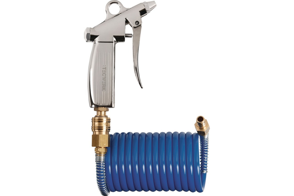 Spiralschlauch Pistolen Set ID 6mm AD 8mm L.5m blau Kuppl.DN 7,2 TECWERK