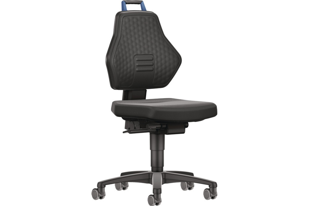 Arbeitsdrehstuhl Rl.Supertec schwarz Grifffarbe blau 450 600mm TECWERK Arbeitsdrehstuhl Rl.Supertec schwarz Grifffarbe blau 450 600mm TECWERK