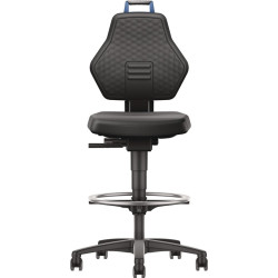 Arbeitsdrehstuhl Rl. Fußring Supertec schwarz Grifffarbe blau 580 860mm TECWERK
