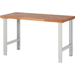 Werkbank Ser.BK 650 B1500xT700xH790 1140mm Buche massiv lichtgrau TECWERK