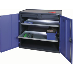 Werkzeug  Beistellschrank H1000xB1000xT500mm 2Schubl.,2Bd.anthrazit blau TECWERK
