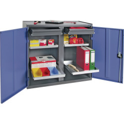 Werkzeug Beistellschrank H1000xB1000xT500mm 2Schubl.,4Bd.anthrazit blau TECWERK Werkzeug Beistellschrank H1000xB1000xT500mm 2Schubl.,4Bd.anthrazit blau TECWERK