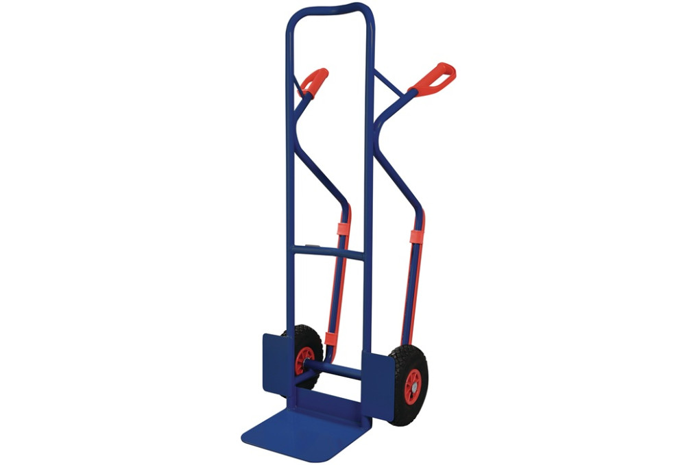 Stapelkarre m.Kufen H.1300mm Schaufel L250xB320mm Luft Bereif.Trgf.300kg blau TW