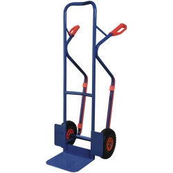 Stapelkarre m.Kufen H.1300mm Schaufel L250xB320mm PU Bereifung Trgf.300kg blauTW