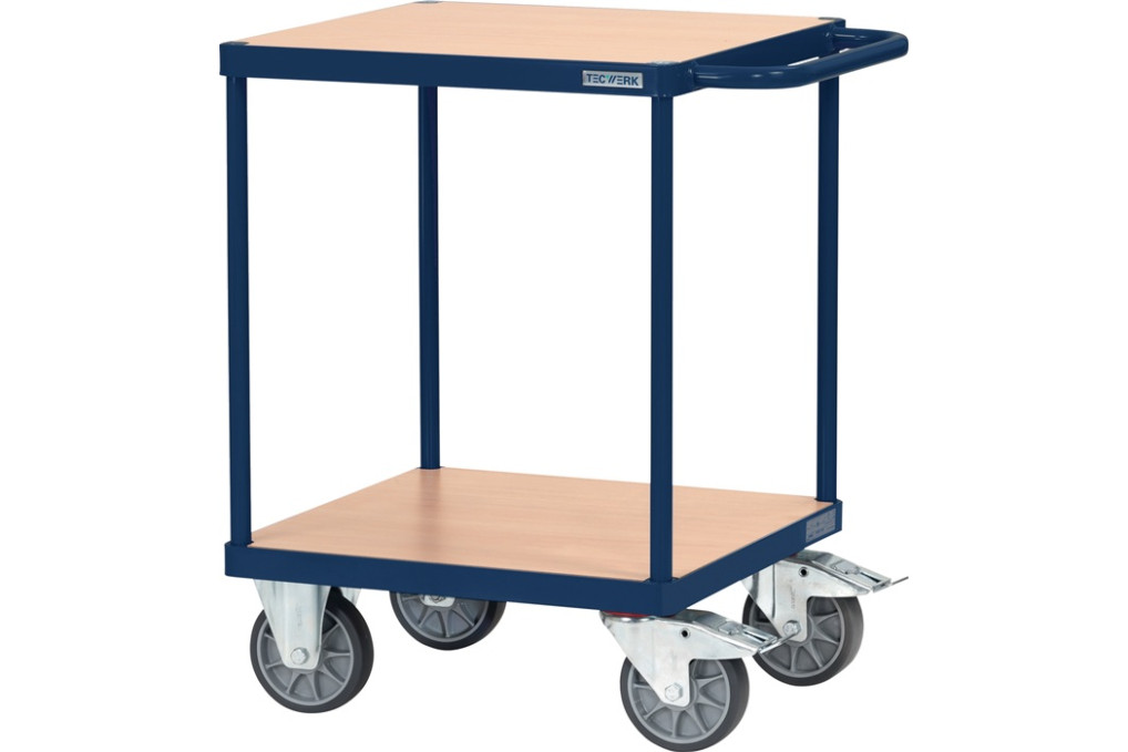 Tischwagen 2 Ladeflächen L600xB600mm saphirblau Trgf.500kg TECWERK