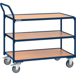 Tischwagen 3 Ladeflächen L1000xB600mm saphirblau Trgf.300kg Bügel senkr.TECWERK