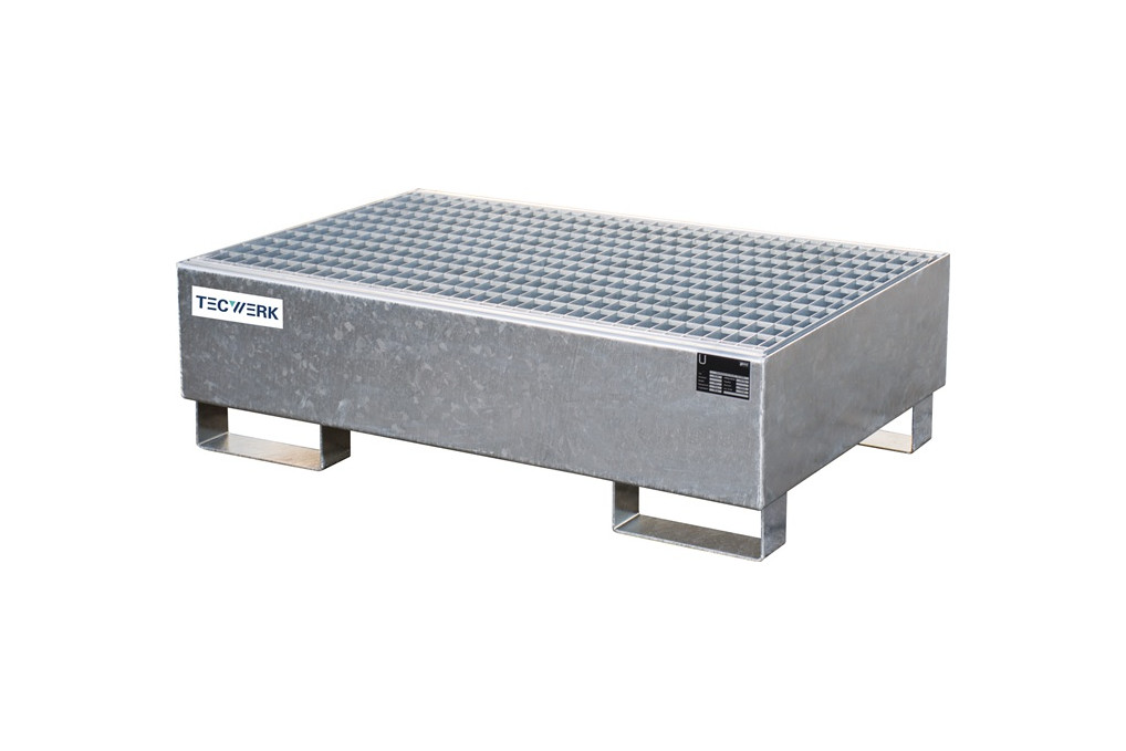 Auffangwanne 215l L1200xB800xH360mm Stahlbl.m.Gitterrost silber TECWERK