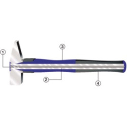 Schlosserhammer 1500g Stiel L.380mm 3K Stiel m.Stahlschutzhülse TECWERK