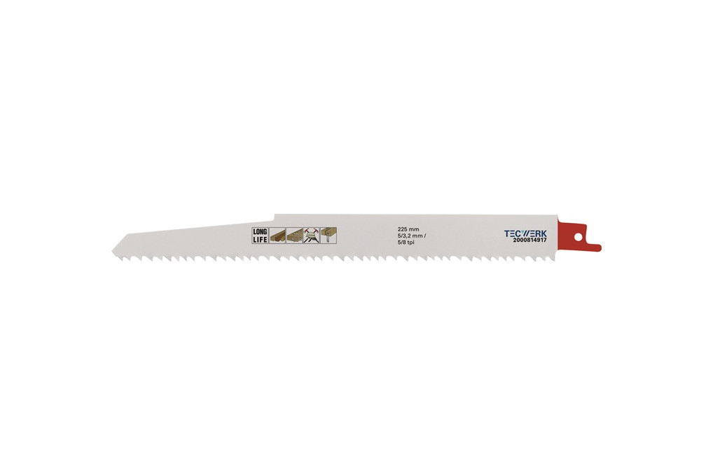 Säbelsägeblatt L.225mm B.22mm TPI 5 8 5 3,2mm 3 St. Karte TW Säbelsägeblatt L.225mm B.22mm TPI 5 8 5 3,2mm 3 St. Karte TW
