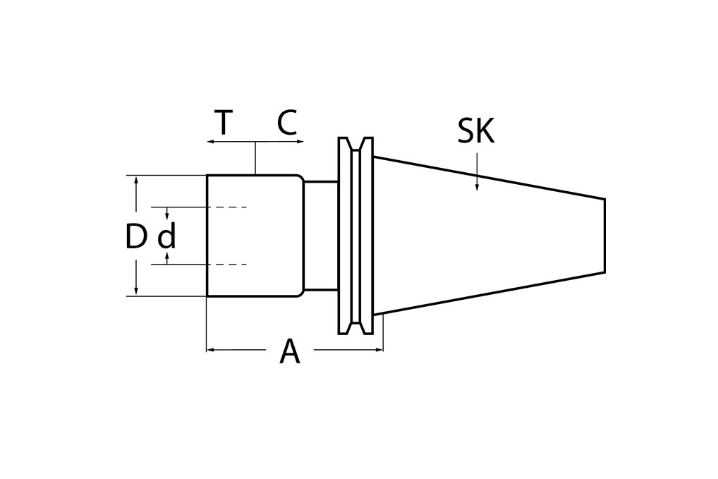 Gewindeschneidfutter DIN 69871A M3 M14 SK40 A. L.59mm TECWERK Gewindeschneidfutter DIN 69871A M3 M14 SK40 A. L.59mm TECWERK