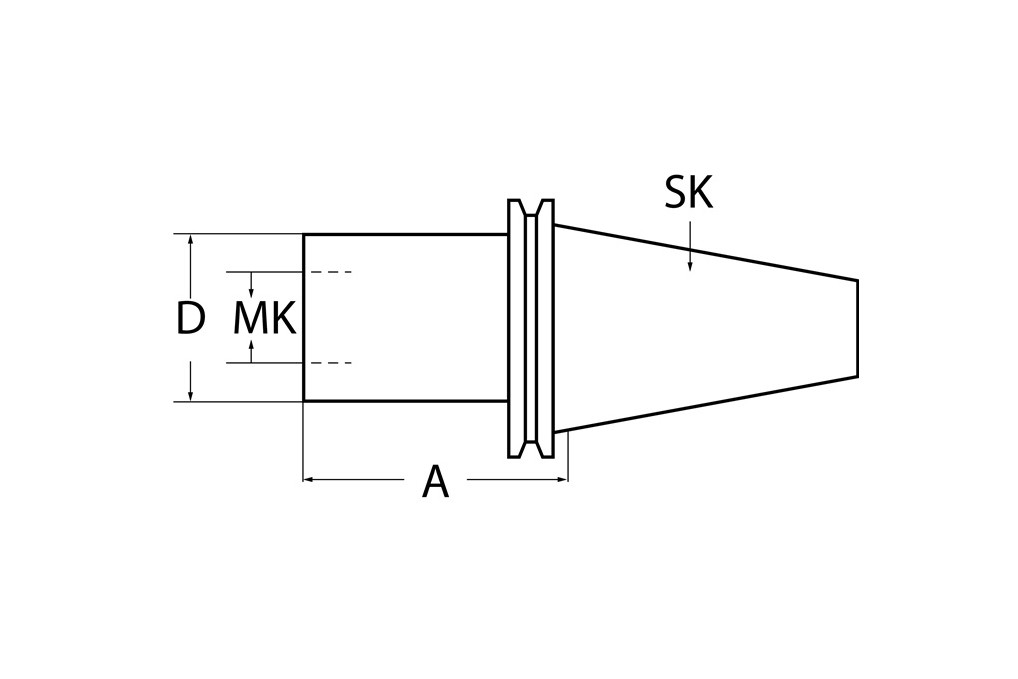 Kegelhülse DIN 69871AD MK4 SK40 A. L.95mm TECWERK Kegelhülse DIN 69871AD MK4 SK40 A. L.95mm TECWERK