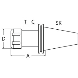 Gewindeschneidfutter Synchron DIN 69871AD B M3 M27 SK40 A. L.95mm TECWERK