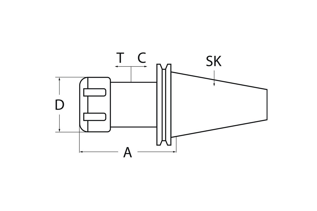 Gewindeschneidfutter Synchron DIN 69871AD B M3 M27 SK40 A. L.95mm TECWERK