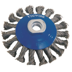Kegelbürste D.100mm Drahtstärke 0,5mm STA 13mm 12500min ¹ TECWERK Kegelbürste D.100mm Drahtstärke 0,5mm STA 13mm 12500min ¹ TECWERK