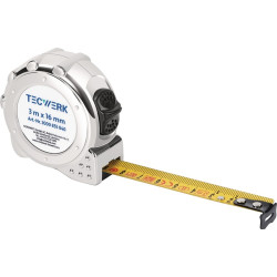 Taschenrollbandmaß L.3m B.16mm mm cm EG II Ku.CR TECWERK
