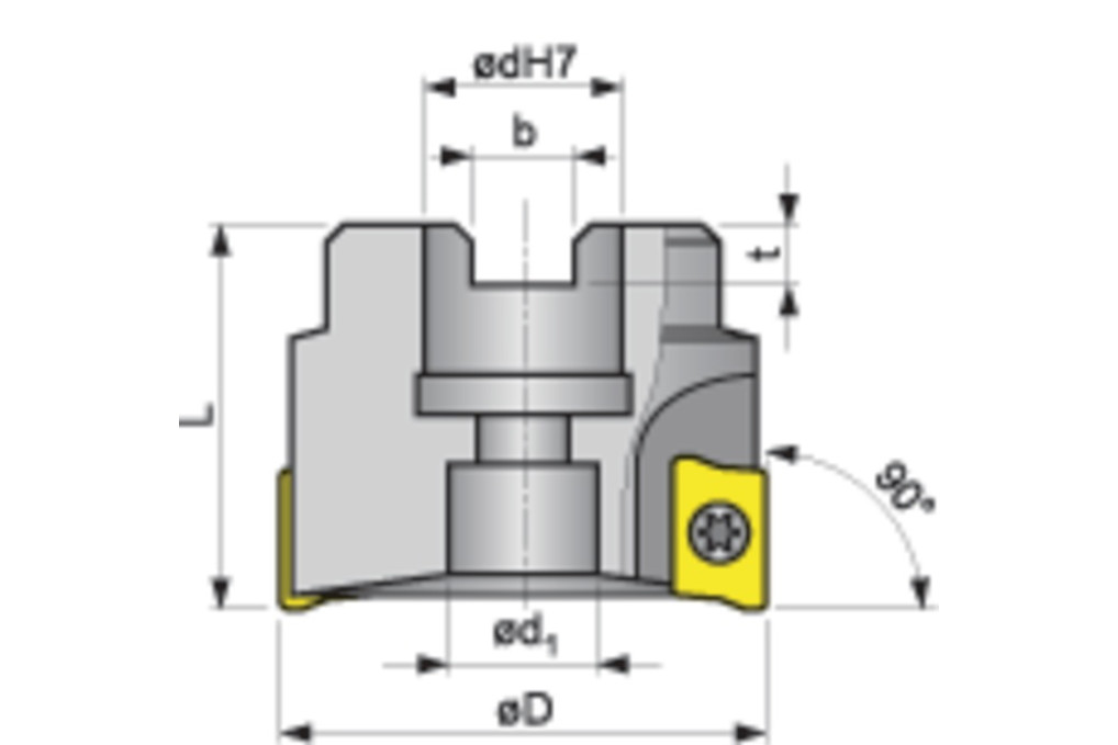 Eckfräser D.40mm vern.m.IK Z.4 APKT 16 TECWERK