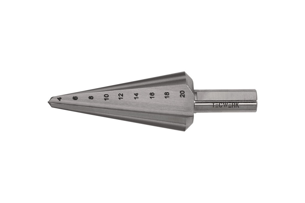 Blechschälbohrer Bohrber.4 20mm HSS Co Gesamt L.71mm Z.2 TECWERK