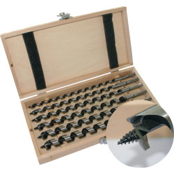 Schlangenbohrersatz 8 tlg.L.230mm 6 20mm in Holzkassette TECWERK