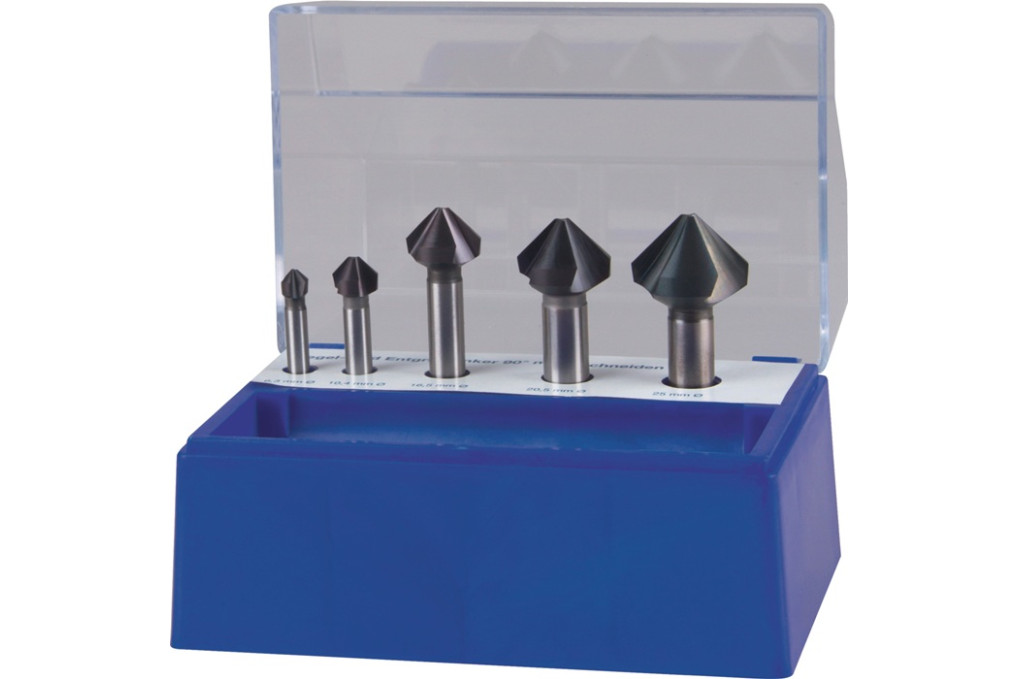 Kegelsenkersatz DIN 335C 90Grad 6,3 25mm HSS TiAlN 5 tlg.Ku. Box TECWERK Kegelsenkersatz DIN 335C 90Grad 6,3 25mm HSS TiAlN 5 tlg.Ku. Box TECWERK